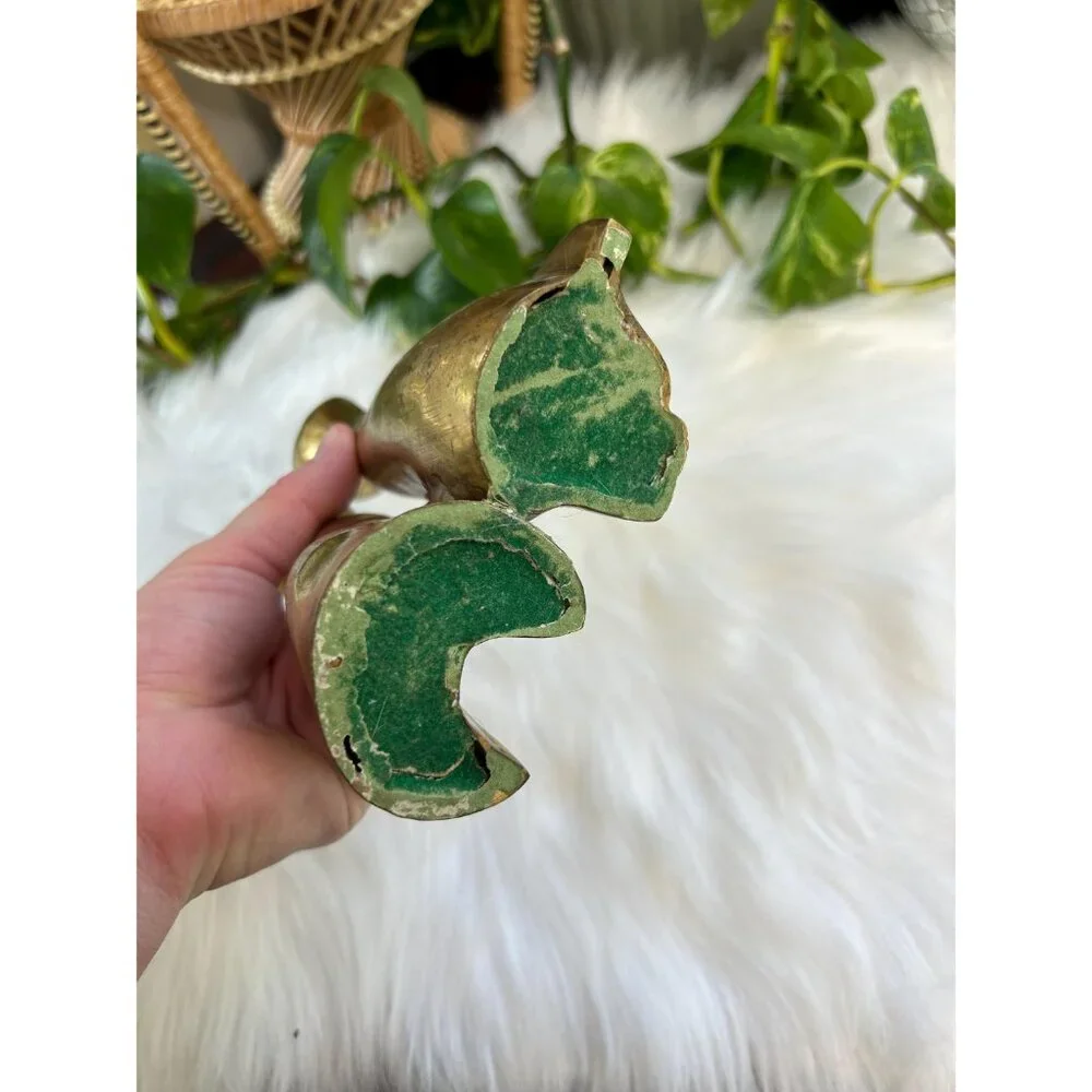 Vintage Brass patina two double cats kitty - a little tarnished - Picture 5 of 5